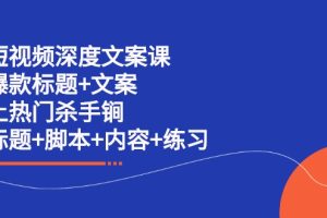 短视频深度文案课 爆款标题+文案 上热门杀手锏（标题+脚本+内容+练习）