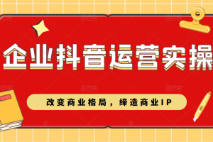 企业抖音短视频运营实操课，改变商业格局，缔造商业IP|企业抖音