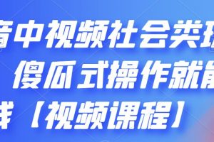 抖音中视频社会类玩法，傻瓜式操作就能赚钱|抖音赚钱