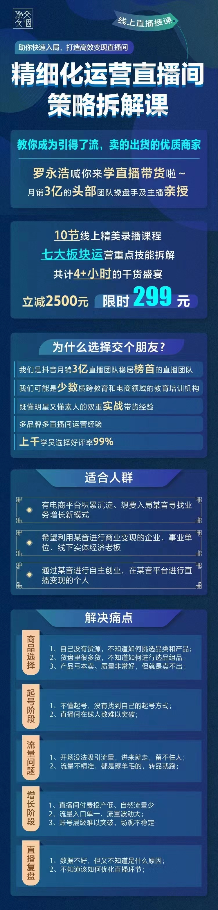 精细化运营直播间策略拆解课 七大板块运营重点技能拆解 共计4+小时的干货盛宴插图1