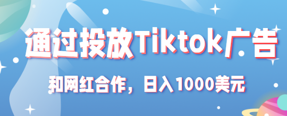 Tiktok赚钱项目：通过投放Tiktok广告，和网红合作，日入1000美元