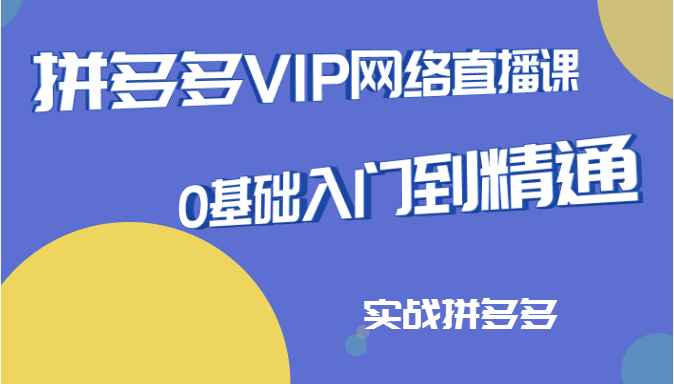 拼多多VIP6月份网络直播课，0基础入门到精通实战拼多多