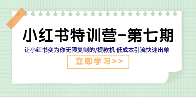 小红书特训营-第七期 让小红书变为你无限复制的提款机 低成本引流快速出单