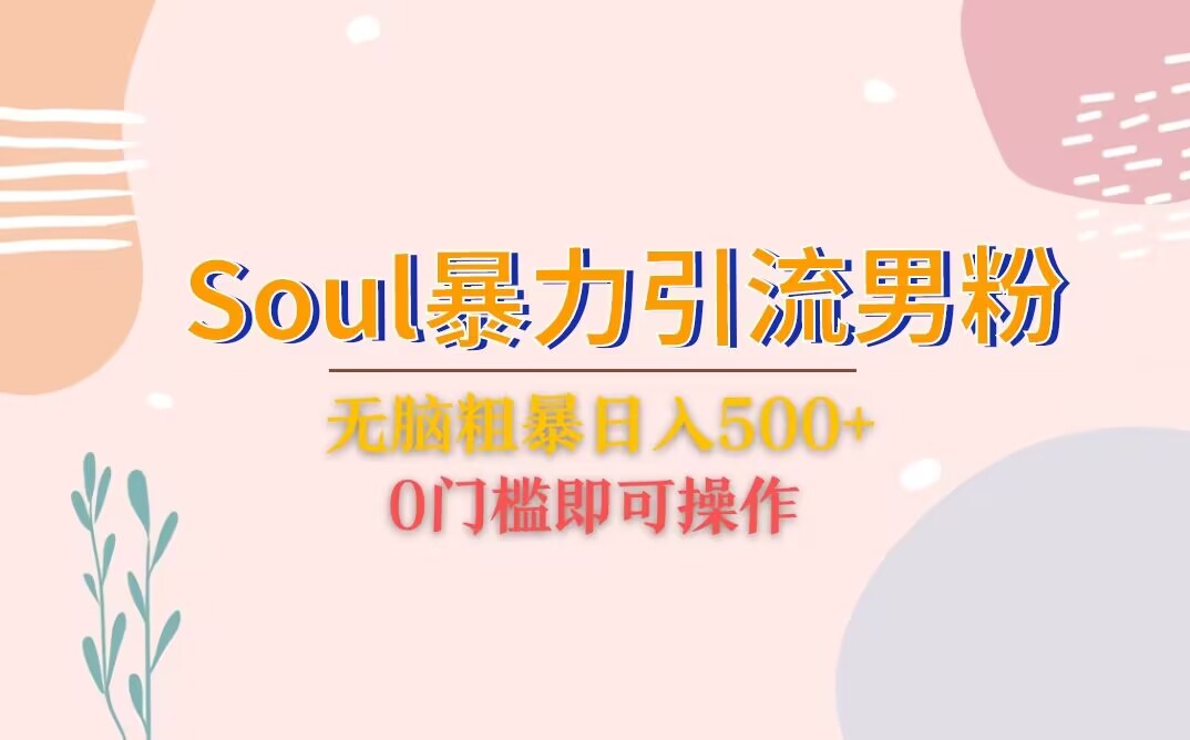 Soul暴力引流男粉玩法，无脑粗暴日入500＋，0门槛即可操作